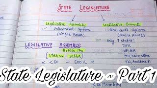 State Legislature Part 1  lec50  Handwritten notes  Indian Polity [upl. by Copeland]