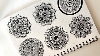 6 beautiful and easy mandala art for beginners  Complete Guide on mandala drawing Techniques [upl. by Anika]