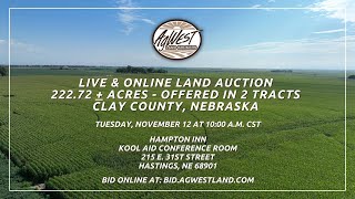 Land Auction  22272  Acres Offered in 2 Tracts  Clay Co NE [upl. by Aronos]