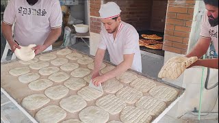 Baking Traditional Bread in Iran  barbari bread  persian bread [upl. by Enelak]