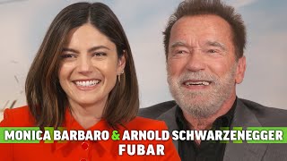 Arnold Schwarzenegger and Monica Barbaro Interview FUBAR amp Filming the Puppet Scene [upl. by Nedroj]