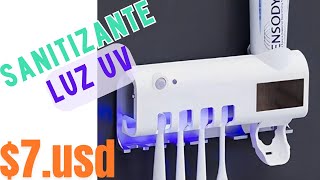 PORTA CEPILLOS DISPENSADOR PASTA SANITIZANTE UV ULTRAVIOLETA cepillodental sanitizer pastadental [upl. by Neerak]