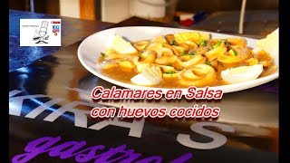 Cómo hacer CALAMARES EN SALSA con HUEVOS COCIDOS 🐟 🥨 [upl. by Ssor]