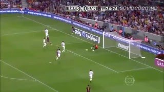 Barcelona 8 x 0 Santos Santos leva chocolate do Barça Troféu Joan Gamper 02 08 2013 Globo HD [upl. by Aztirak]