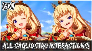 All CAGLIOSTRO Interactions ENGLISH Intro’s  Granblue Fantasy Versus  GBVS [upl. by Dnomayd]