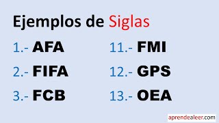 20 ejemplos de siglas [upl. by Nuahsad]