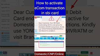 sbi ecom transaction activate kaise kare  How to enable online payment in sbi card shorts [upl. by Terencio]