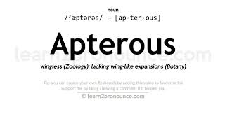 Pronunciation of Apterous  Definition of Apterous [upl. by Gainer]