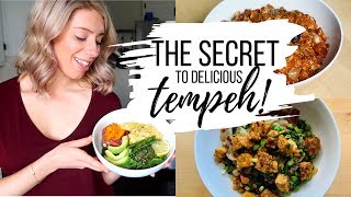 HOW TO COOK TEMPEH amp the secret to making it taste good  recipes [upl. by Annahsirhc475]