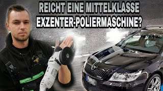 Polieren mit Mittelklasse ExzenterPoliermaschine LE T 4000 Lackaufbereitung Skoda VRS [upl. by Anissej]