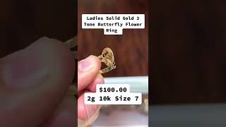 Ladies Solid 3Tone Gold Butterfly Flower Ring at Ijaz Jewelers diamondring goldrings goldring [upl. by Eanar]