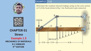 Determine the resultant internal loadings at G  Example 13  Mechanics of materials RC Hibbeler [upl. by Adnalor]