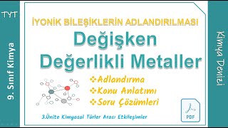 Değişken Değerlikli Metallerin Adlandırılması İYONİK BİLEŞİKLERİN ADLANDIRILMASI 9Sınıf Kimya TYT [upl. by Nahsab]