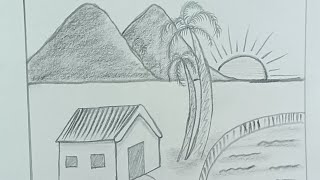 Step by Step Drawing of Nature sketch  Easy Nature Drawing [upl. by Rape]