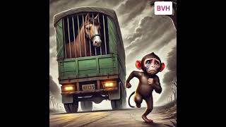 The monkey saved the horse from death shortvideo animals viralvideo monkey amimals horse [upl. by Gothart580]