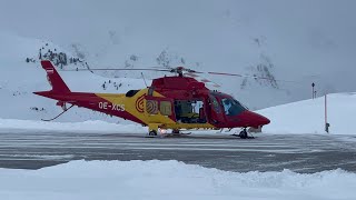 AW109 Rescue Helicopter Startup And Departure From Ischgl LOIP [upl. by Nohsram]