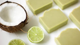 Homemade coconut milk soap🥥 Creamy amp rich cold process recipe w coconut amp lime [upl. by Ker531]