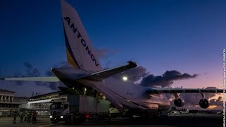 Antonov An124100  TakeOff  SOCA Airport at French Guiana [upl. by Inaflahk]