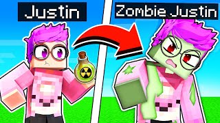 JUSTIN Turns Into A ZOMBIE In MINECRAFT JUSTIN BITES ADAM [upl. by Dilisio]