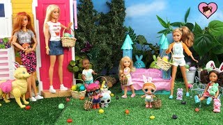 Barbie Family Easter LOL Surprise Egg Hunt Party  Decorating Eggs amp Cupcakes [upl. by Alair590]