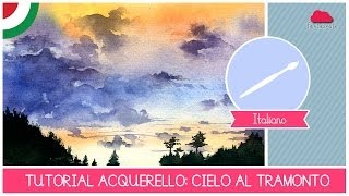 Corso di Acquerello BASE tutorial come dipingere un cielo al tramonto  LEZIONE 06 [upl. by Peednam]