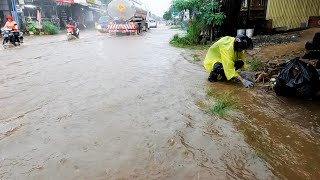 Draining a Massive Flooded Street During Flash Flood In Road [upl. by Renato]