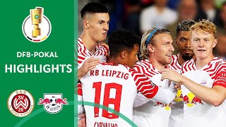 Šeškos brace secured win  WehenWiesbaden vs RB Leipzig 23  Highlights  DFBPokal First Round [upl. by Aelanej]