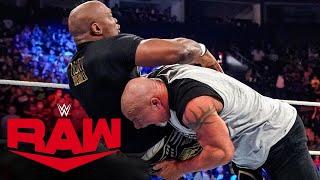 Goldberg takes out The Hurt Business Raw Oct 4 2021 [upl. by Neelyar]