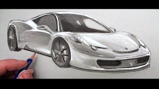 How to Draw a Car Ferrari 458 [upl. by Ahseinad]