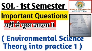 Environmental Science theory into practice  1  First semester important Questions of evs  Du Sol [upl. by Tench]