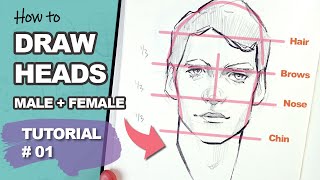 THIS REALLY WORKS Drawing Heads with the Loomis Method Tutorial 1 [upl. by Puritan]