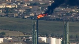 BENICIA EVACUATIONS Raw helicopter video of stack flaring at Valero refinery [upl. by Alieka]