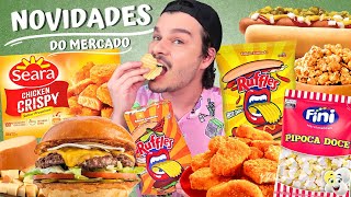 PROVANDO LANÇAMENTOS DE MERCADO NUGGETS SABOR PROVOLONE RUFFLES DE HOT DOG E X BURGER PIPOCA FINI [upl. by Dasya178]