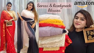 Affordable Sarees and Readymade blouses from Amazon  Amazon Ethnic wear haul  Amazon [upl. by Adamson372]