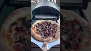 Cooking in Canada with the Bertello Pizza Oven Wood  Gas  Efficiency Prosciutto and portobello [upl. by Obrien]