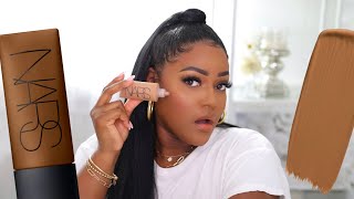 NARS SOFT MATTE FOUNDATION REVIEW  OILY SKIN  MACAO ON DARK SKIN [upl. by Anirret]