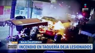 VIDEO Un puesto de tacos se incendio tras explosión  Imagen GDL con Ricardo Camarena [upl. by Amlez]