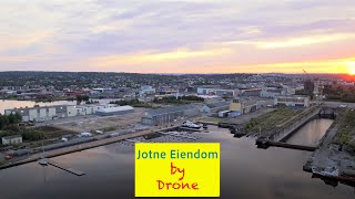 Sunrise at Jotne Property Quay 4 wFloating Saunas in Fredrikstad Norway Drone 5K [upl. by Elysia]