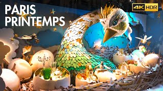 Paris Printemps Haussmann Christmas Displays 4K HDR [upl. by Enniotna617]