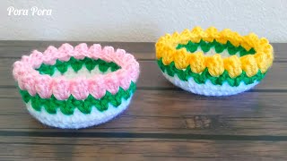 VERY EASY crochet mini basket tutorial  striped storage pots [upl. by Ekaj]