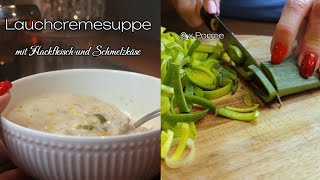 Leckere Lauchcremesuppe mit Schmelzkäse und Hackfleisch easyrecipe schnellerezepte asmrcooking [upl. by Saihtam257]