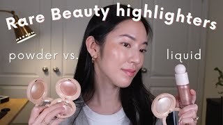 NEW rare beauty highlighter tryon  liquid highlight comparison three shades [upl. by Rrats]