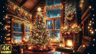 Christmas In The Room 🎄 Instrumental Christmas Music and Crackling Fire in 4K [upl. by Asselem100]