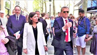 La maire de Paris Anne Hidalgo se rend chez Ladurée sur les ChampsÉlysées  20 avril 2018 [upl. by Waddell]