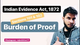 Burden of Proof Sections 101 amp 102 Indian Evidence Act 1872 [upl. by Petromilli188]