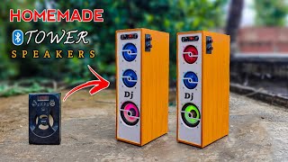 How To Make Dj Tower Speakers  Diy Dj Tower Speaker  Powerful Dj Speaker From Old Home Theater [upl. by Yeliab922]