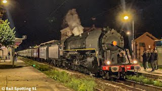 Transilien J la loc à Vapeur 141 R 840 en gare de Cormeilles en Parisis [upl. by Ytsirhk411]