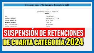 Suspensión de Cuarta Categoría 2024  SUNAT [upl. by Hallimaj]