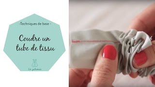 Tuto couture 3  Coudre un tube de tissu  ceinture bretelle anse noeuds décoratifs [upl. by Ynabe956]