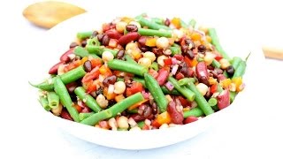 Healthy Four Bean Salad  Clean amp Delicious [upl. by Cindee]